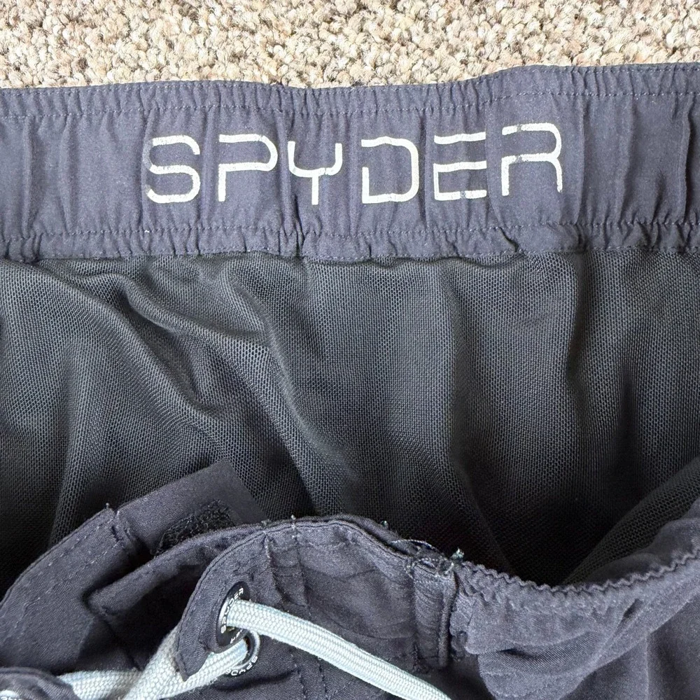 Spyder Mens Swim Trunks Black Board Shorts Zipper Pocket Drawstring 31 Waist